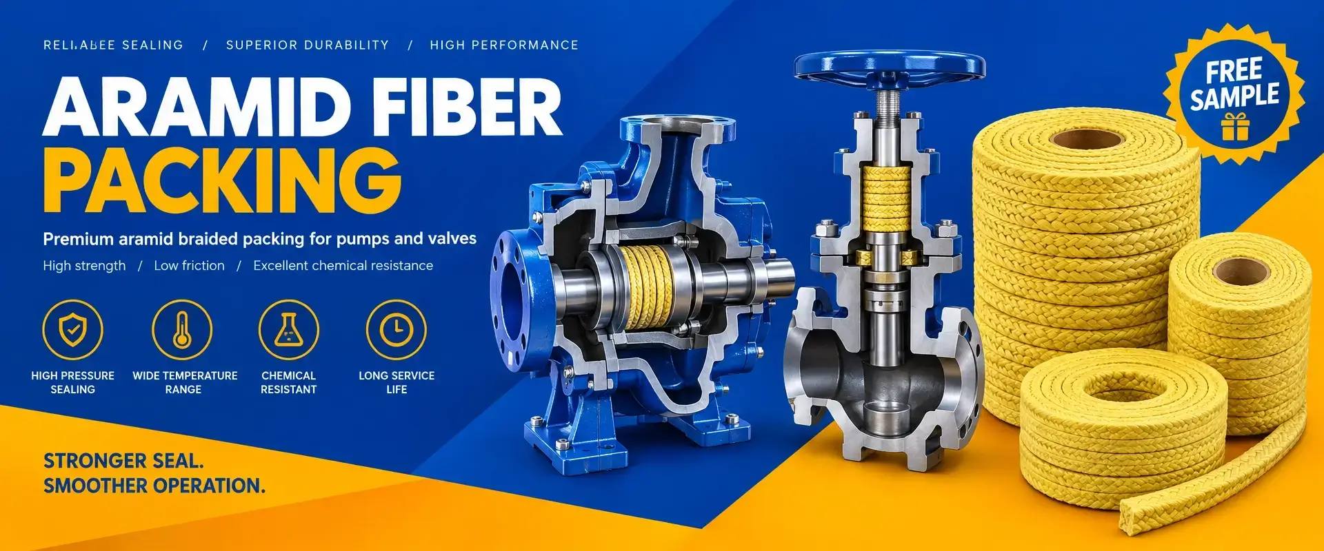 Aramid Fiber Packing for High-Pressure Pumps and Valves - Free Sample